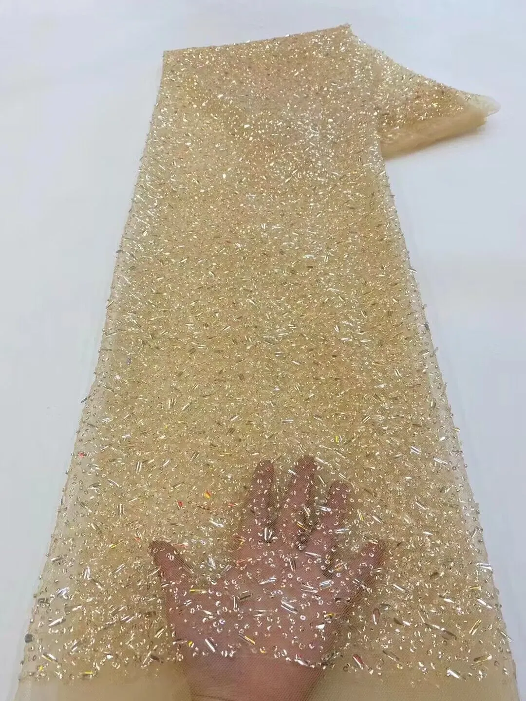 Handmade Beaded Lace Fabric(pic1) Handmade Beaded Lace Fabric(pic1)