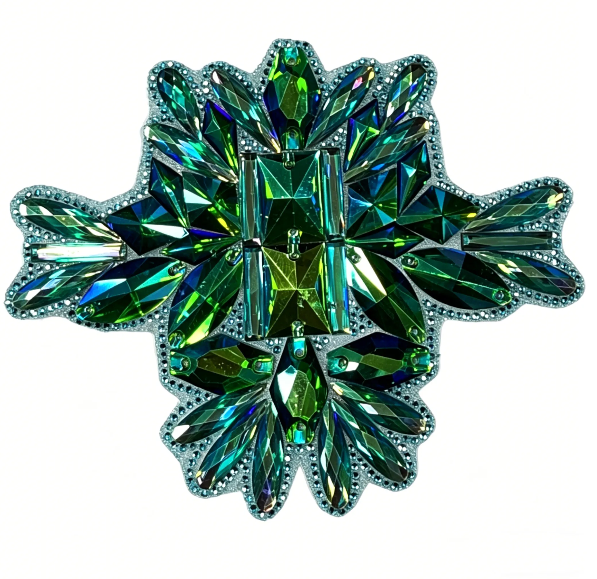 New Iron on Applique(pic1) Green AB Rhinestone Applique With Special AB Stone(pic1)