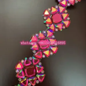Fushia AB Rhinestone Trim